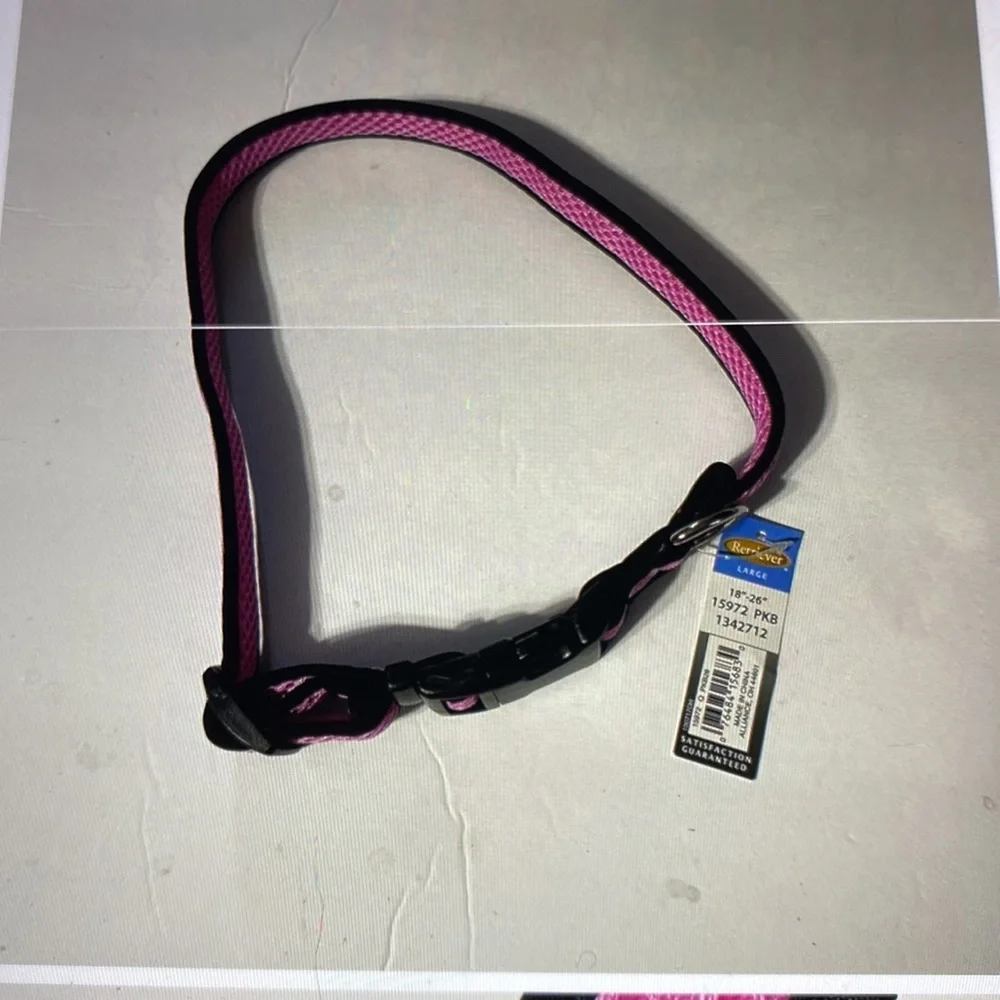 New pink mesh dog collar, large 18 to 26 inches